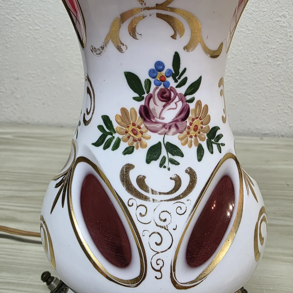 Vintage Bohemian Czech Glass Vintage Lamp